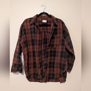 Universal Thread Rust and Black Checkered Shirt